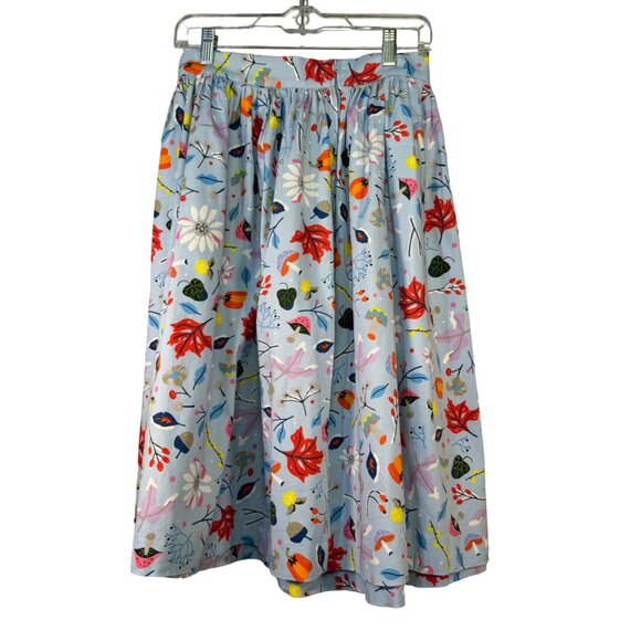 Dapper Day Floral Print Skirt & Top Set 4X Light Blue 100% Cotton First Frost - Picture 6 of 15